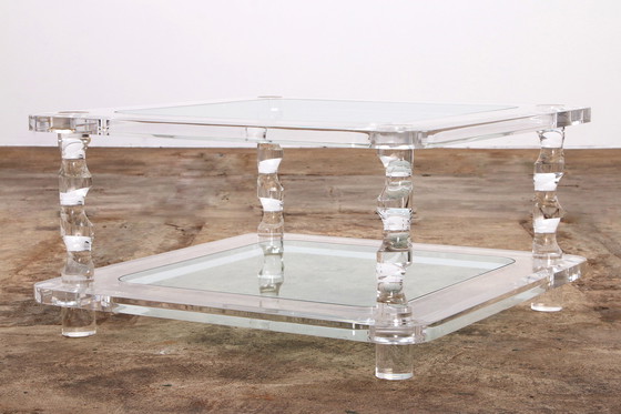 Image 1 of Table basse française en lucite et verre Maison Romeo, 1970