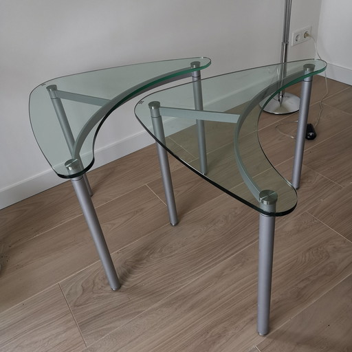 2x Rolf Benz glass side tables