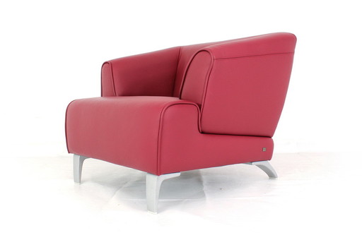 As new, Rolf Benz Lounge Chair / Armchairs with red leather and aluminum feet