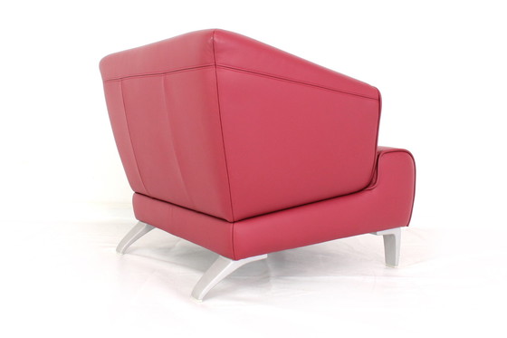 Image 1 of As new, Rolf Benz Lounge Chair / Armchairs with red leather and aluminum feet