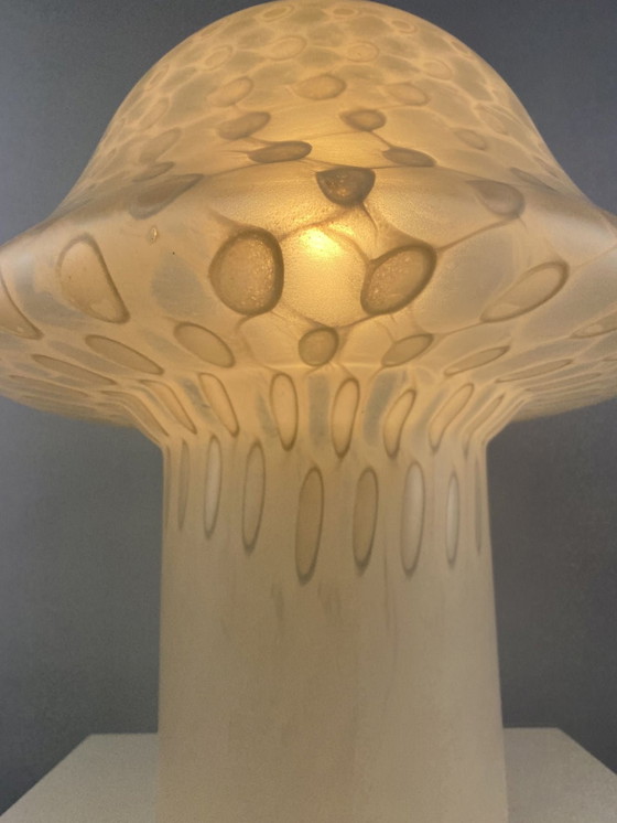 Image 1 of Large White Glass Peill and Putzler Mushroom Table Lamp Xl 1970