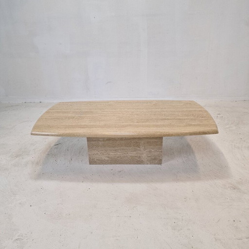 Italian vintage coffee table in travertine, 1980s