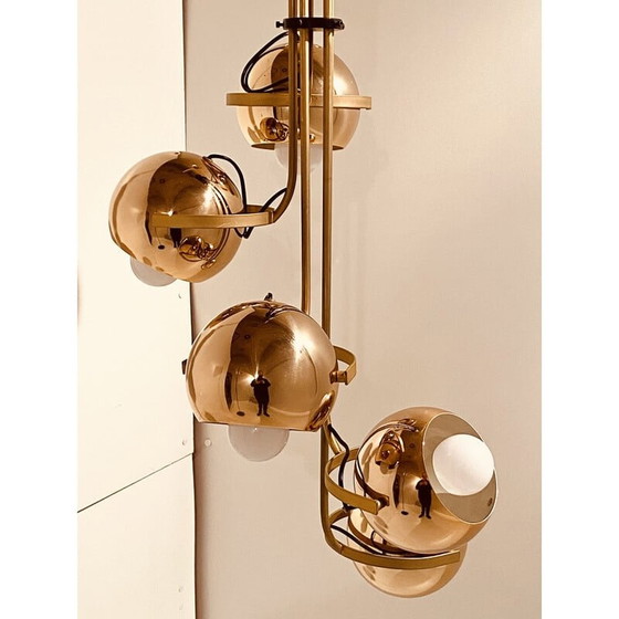 Image 1 of 1x Grande candelabro cromato dorato in stile spaziale di Reggiani, Italia, anni '70