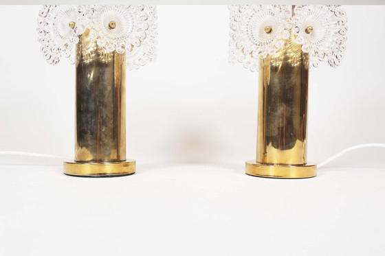 Image 1 of 2X Vintage Brass Sputnik Table Lamps By Solken Leuchten