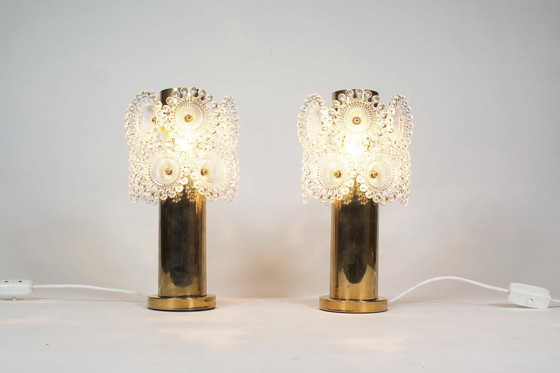 Image 1 of 2X Vintage Brass Sputnik Table Lamps By Solken Leuchten