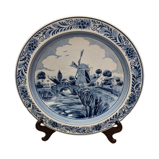 Royal Goedewaagen Blue Delft Wall Plate With Mill