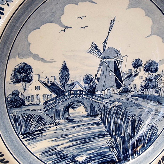 Image 1 of Royal Goedewaagen Blue Delft Wall Plate With Mill