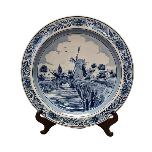 Royal Goedewaagen Blue Delft Wall Plate With Mill