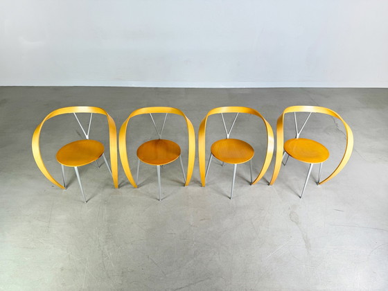 Image 1 of Original set of 4 Reverse chairs Cassina Andrea Branzi