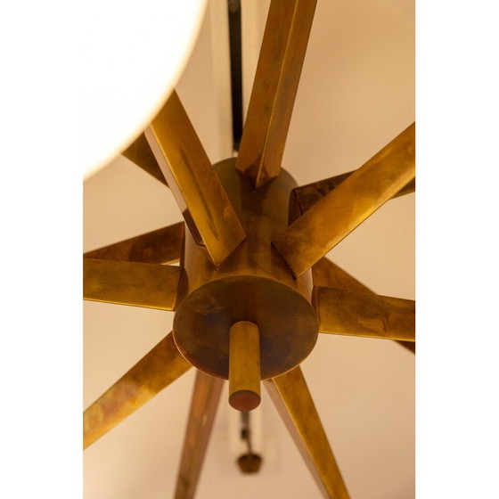 Image 1 of Vintage chandelier in brass and opaline glass, Italy