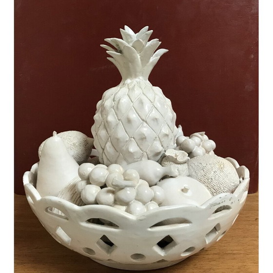 Image 1 of Vintage earthenware fruit bowl by Jean Roger, France 1960