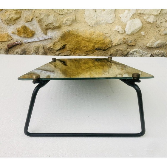 Image 1 of Vintage table mirror with metal base in the shape of a trapezium, 1950