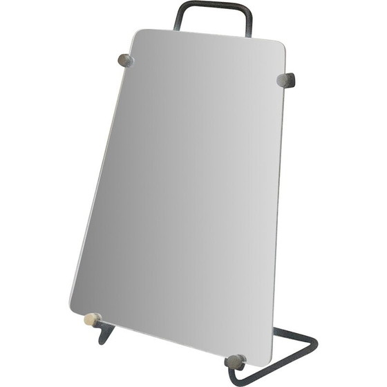 Image 1 of Vintage table mirror with metal base in the shape of a trapezium, 1950