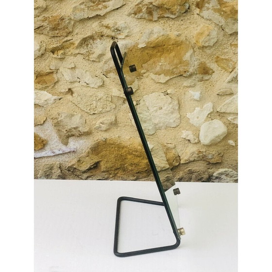 Image 1 of Vintage table mirror with metal base in the shape of a trapezium, 1950