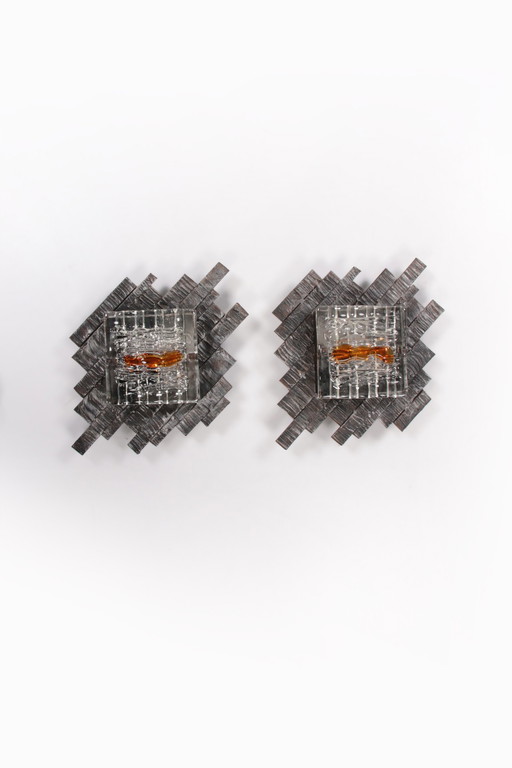 Brutalist wall lamps Poliarte by Albano Poli wall lamps