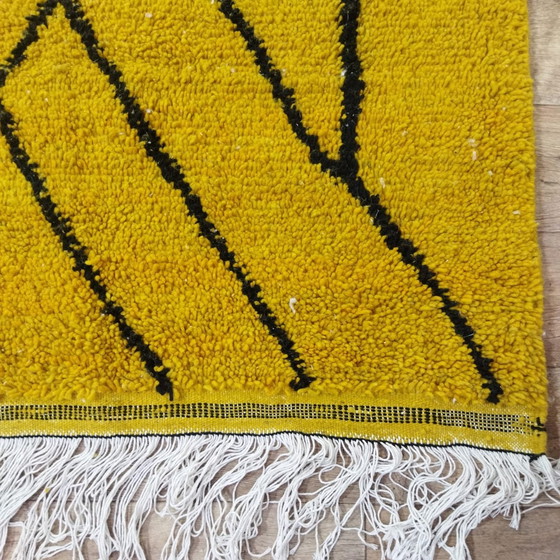 Image 1 of Moroccan Crafted Yellow Wool Carpet - Tapis Berbère Marocain Moutarde Artisanal En Laine