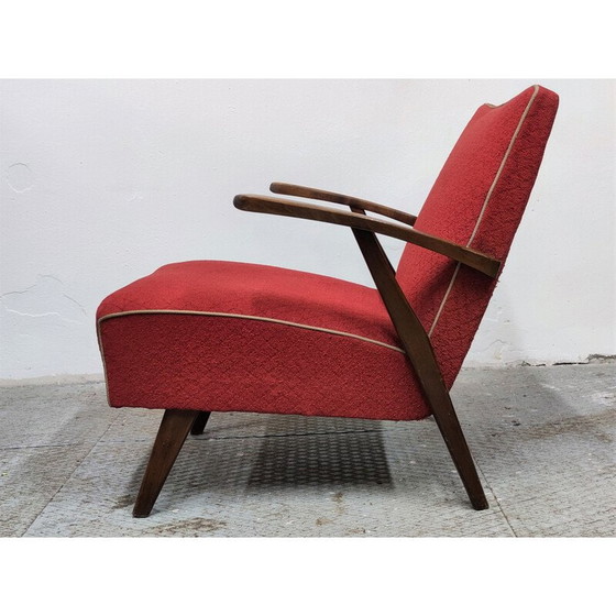 Image 1 of Vintage armchair in red by Halabala, Czechoslovakia 1950s