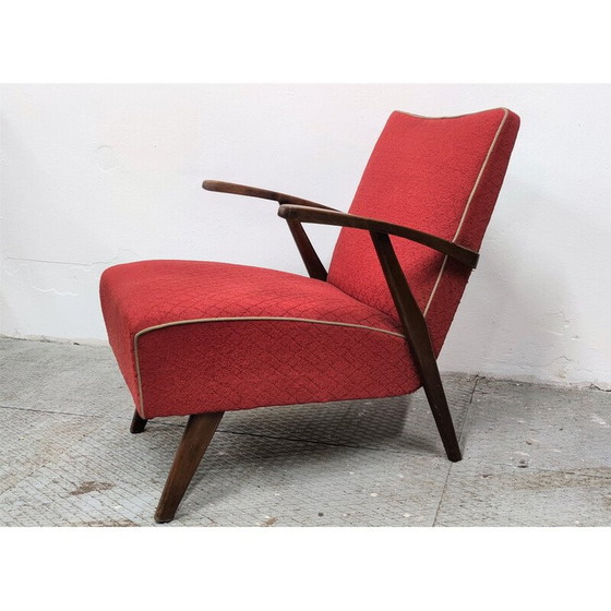 Image 1 of Vintage armchair in red by Halabala, Czechoslovakia 1950s