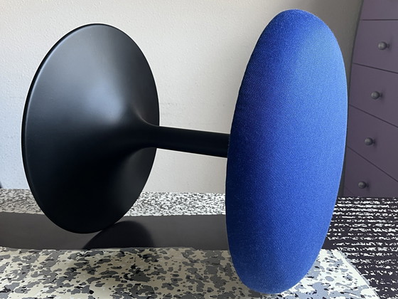 Image 1 of Space Age Stool With Tulip Base And Cobalt Blue Fabric