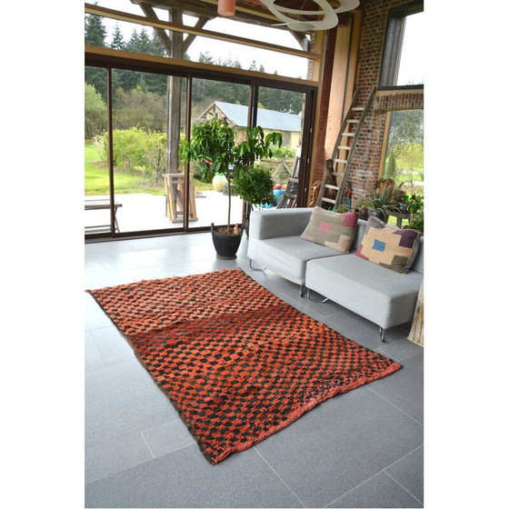 Image 1 of Tappeto berbero vintage in lana rossa e nera, 1970