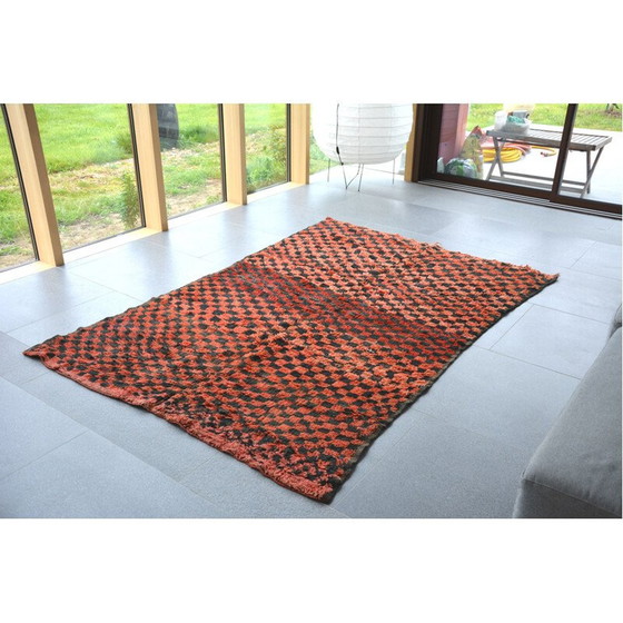 Image 1 of Tappeto berbero vintage in lana rossa e nera, 1970