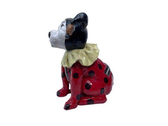 Image 1 of Ceramic art dog in clown costume