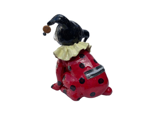 Image 1 of Ceramic art dog in clown costume