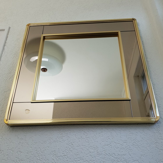 Image 1 of Miroir 2 tons plaqué or Belgo Chrom, années 1980