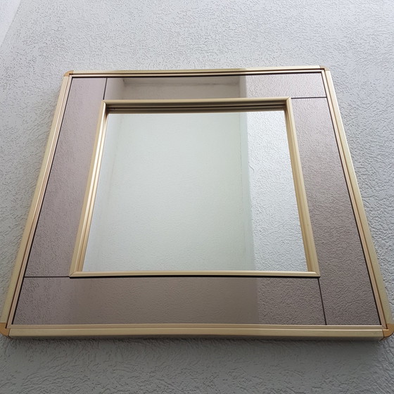 Image 1 of Miroir 2 tons plaqué or Belgo Chrom, années 1980