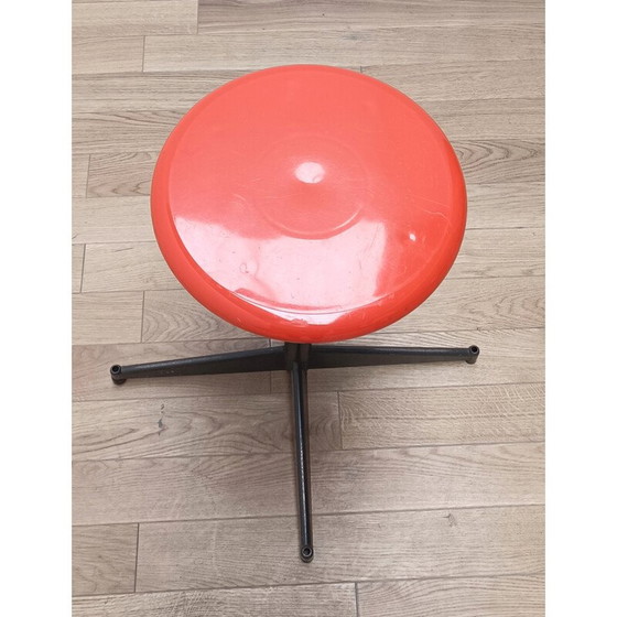 Image 1 of Vintage black stained metal and plastic laboratory stool