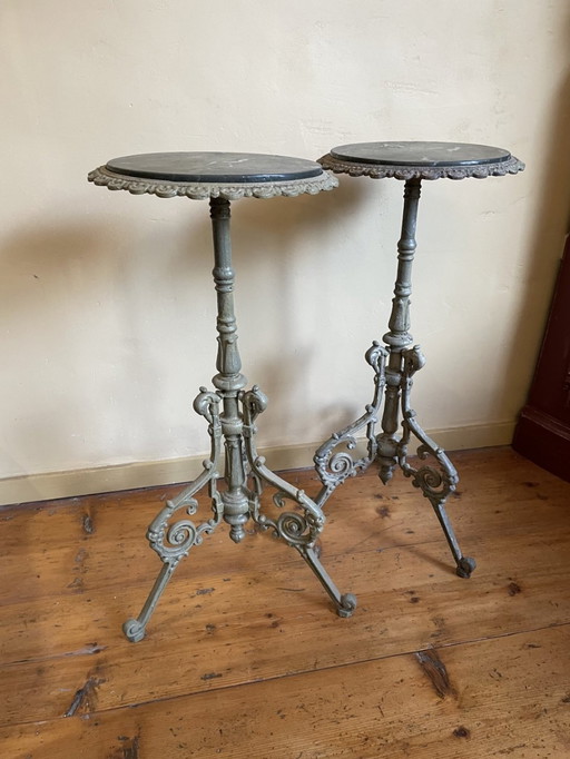 2 X Tables Side Tables Italian With Cast Iron Base