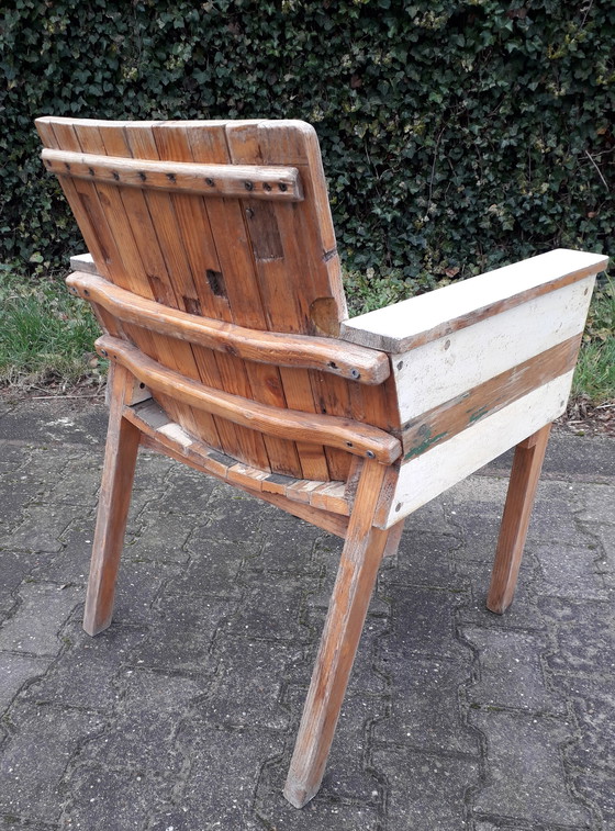 Image 1 of Fauteuil / chaise de salle à manger en bois de récupération