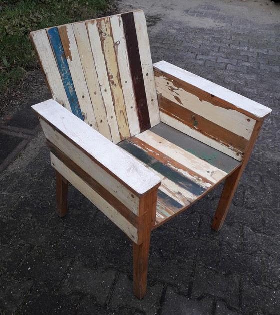 Image 1 of Fauteuil / chaise de salle à manger en bois de récupération