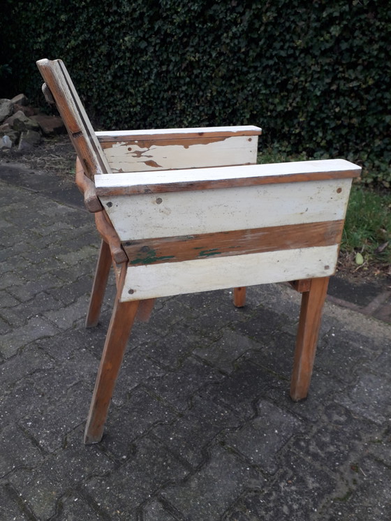 Image 1 of Fauteuil / chaise de salle à manger en bois de récupération