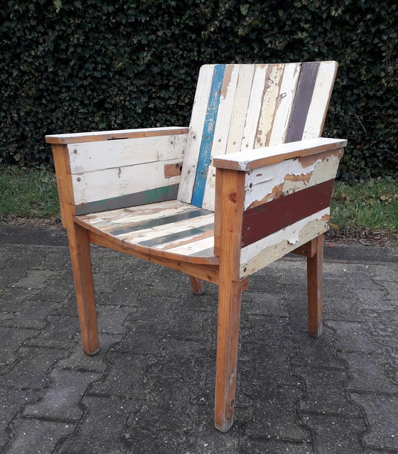 Image 1 of Fauteuil / chaise de salle à manger en bois de récupération