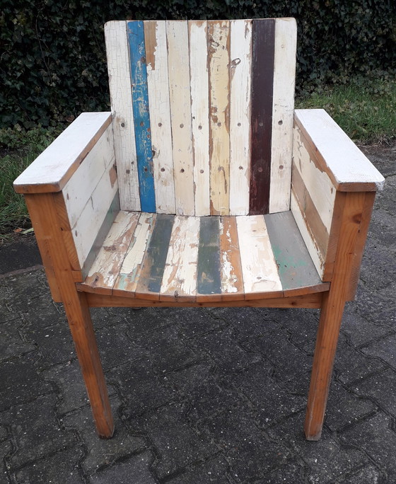 Image 1 of Fauteuil / chaise de salle à manger en bois de récupération