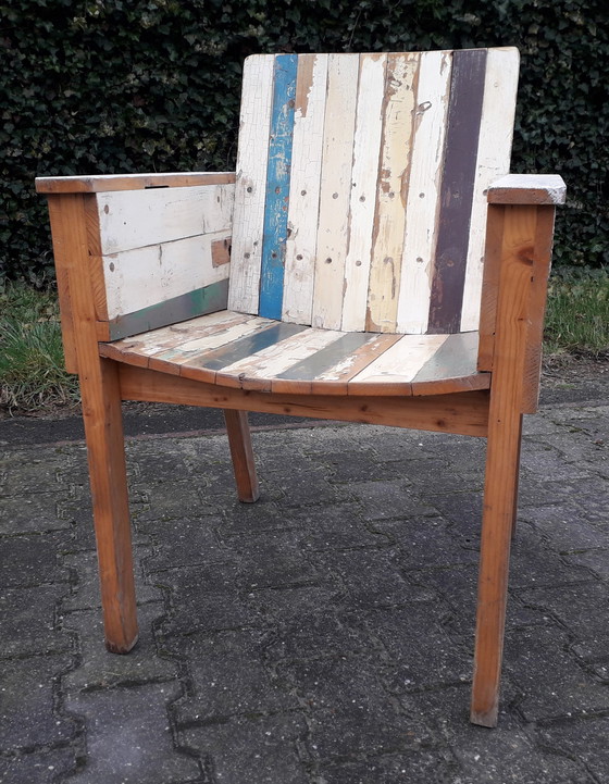 Image 1 of Fauteuil / chaise de salle à manger en bois de récupération