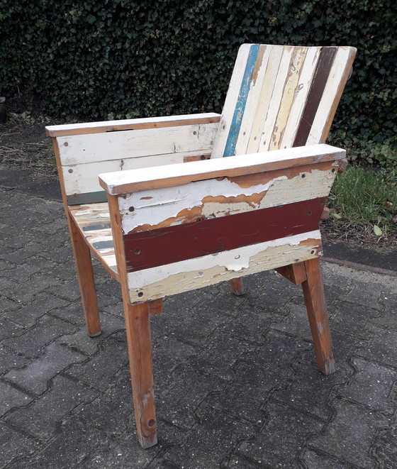 Image 1 of Fauteuil / chaise de salle à manger en bois de récupération