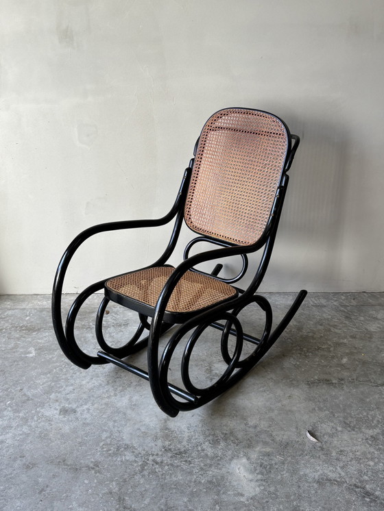 Image 1 of Vintage Thonet-Style Rocking Chair Black