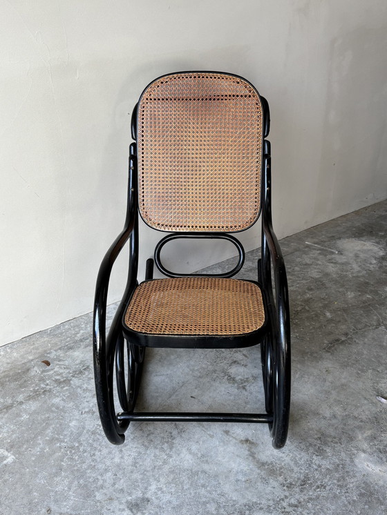 Image 1 of Vintage Thonet-Style Rocking Chair Black