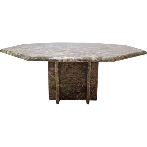 Vintage octagonal marble coffee table, 1980
