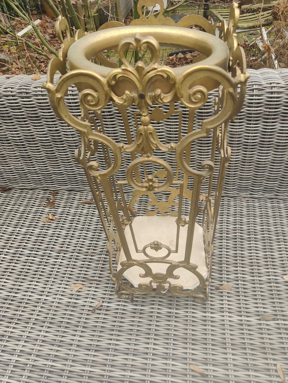 Image 1 of Umbrella Stand And Train Coat Stand Brass Hollywood Regency Style