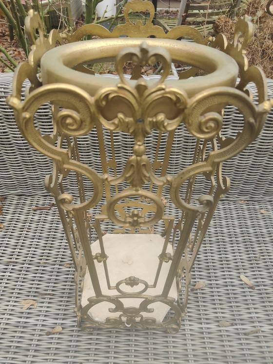 Image 1 of Umbrella Stand And Train Coat Stand Brass Hollywood Regency Style