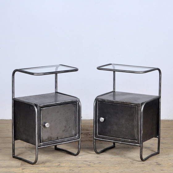 Image 1 of Set Of Iron Nightstands, 1950’S