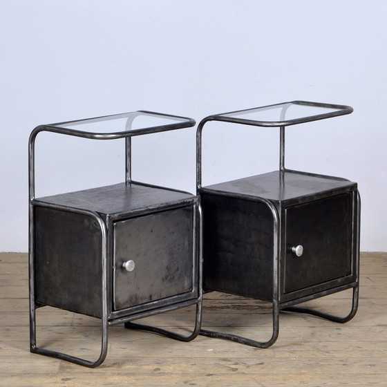 Image 1 of Set Of Iron Nightstands, 1950’S