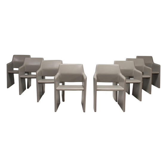 Image 1 of Set of 8 vintage leather chairs by Rodolfo Dordoni for Arper