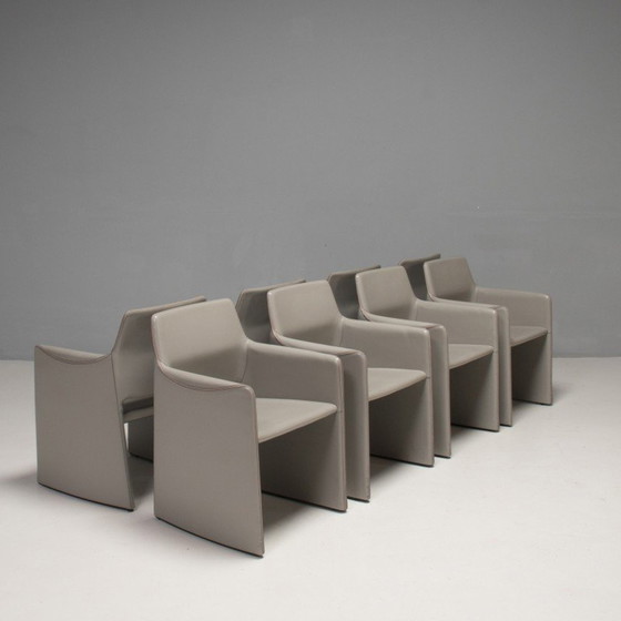 Image 1 of Set of 8 vintage leather chairs by Rodolfo Dordoni for Arper