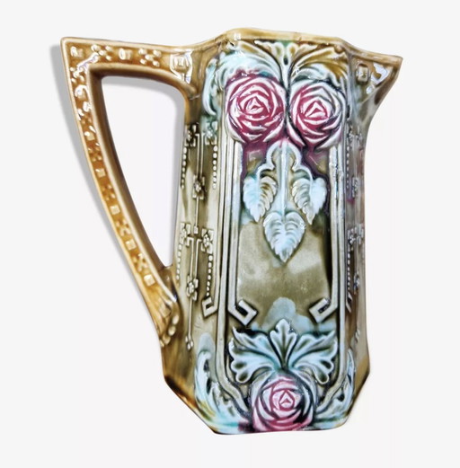 Barbotine Pitcher From Onnaing, Early Xx Century