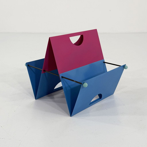 Blue & Pink Folded Magazine Rack, 1980S