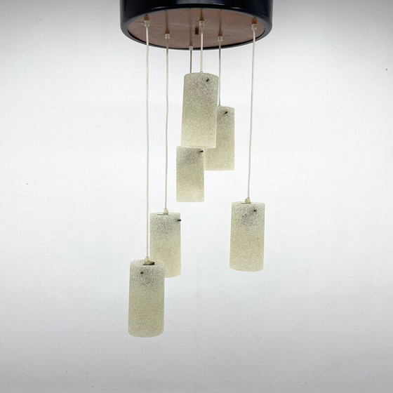 Image 1 of Mid-century cascade wood and crushed plastic pendant lamp, 1970s